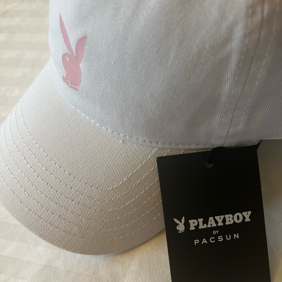 New Playboy Baseball Cap Hat Adjustable One Size Unisex Mens Womens White Pink - Picture 1 of 5